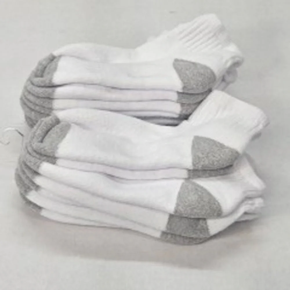 Kids White Athletic Socks with‎ Gray Toe and Heel 9 Pair Pack Size S 3-7